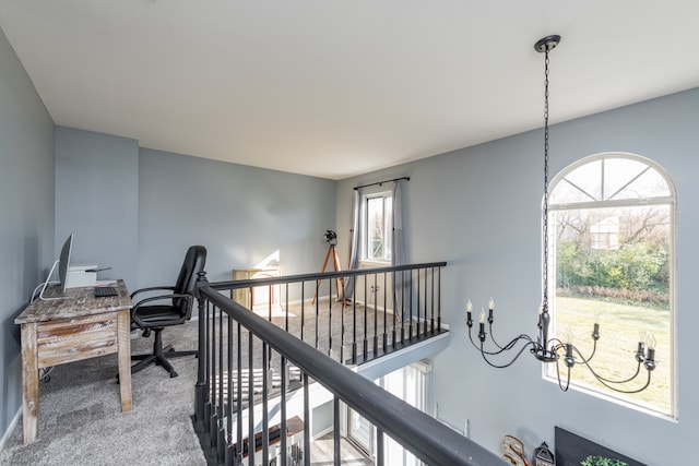 office featuring carpet and plenty of natural light