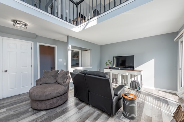 living room with wood-type flooring