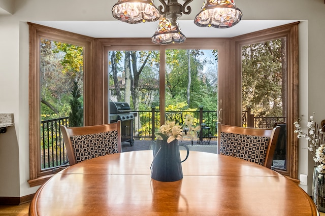 dining space featuring wood-type flooring