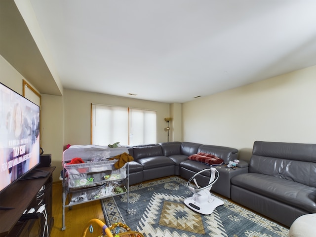 living room featuring dark hardwood / wood-style floors