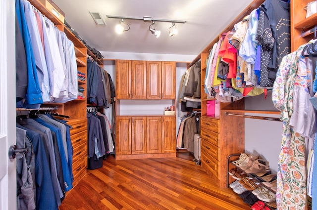 walk in closet featuring wood-type flooring