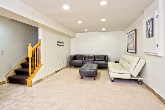 living room featuring carpet