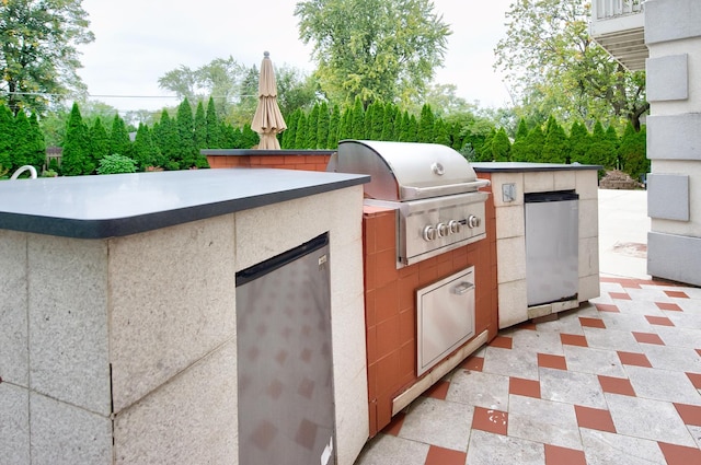 view of patio / terrace with area for grilling and a grill