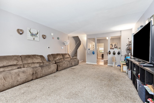 living room with carpet flooring