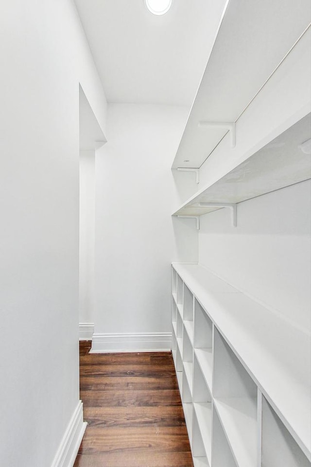 interior space with dark hardwood / wood-style flooring