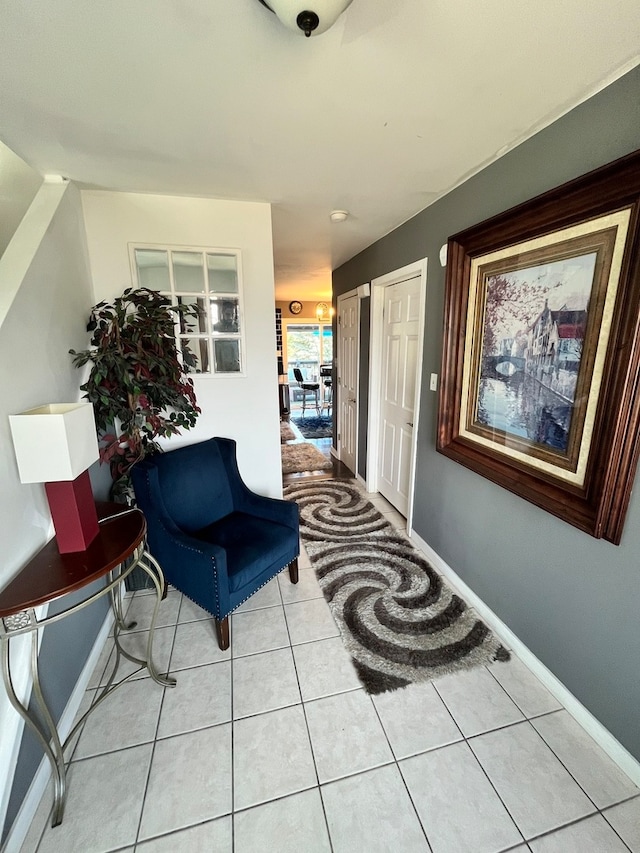 interior space with light tile patterned floors