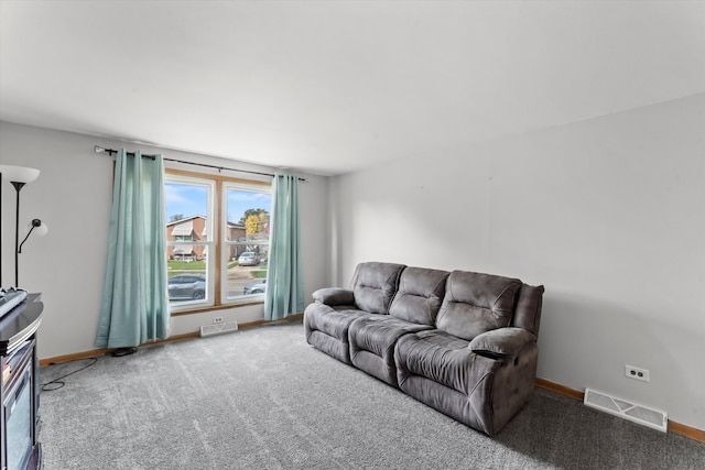 living room with carpet floors