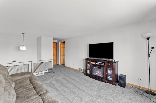 living room with carpet floors