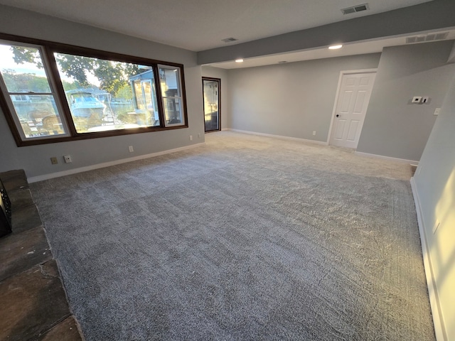 interior space with dark carpet