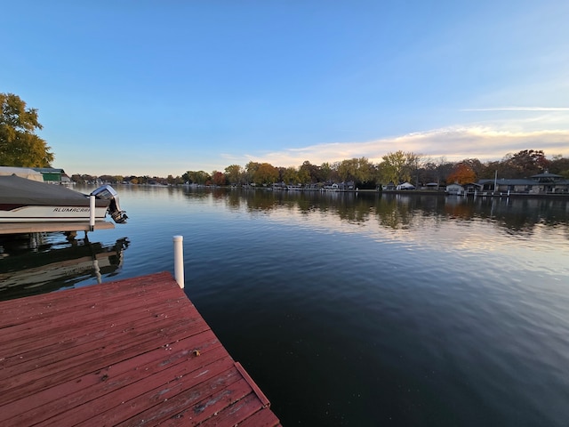 view of dock featuring a water view