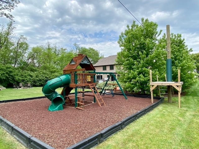 view of play area with a lawn