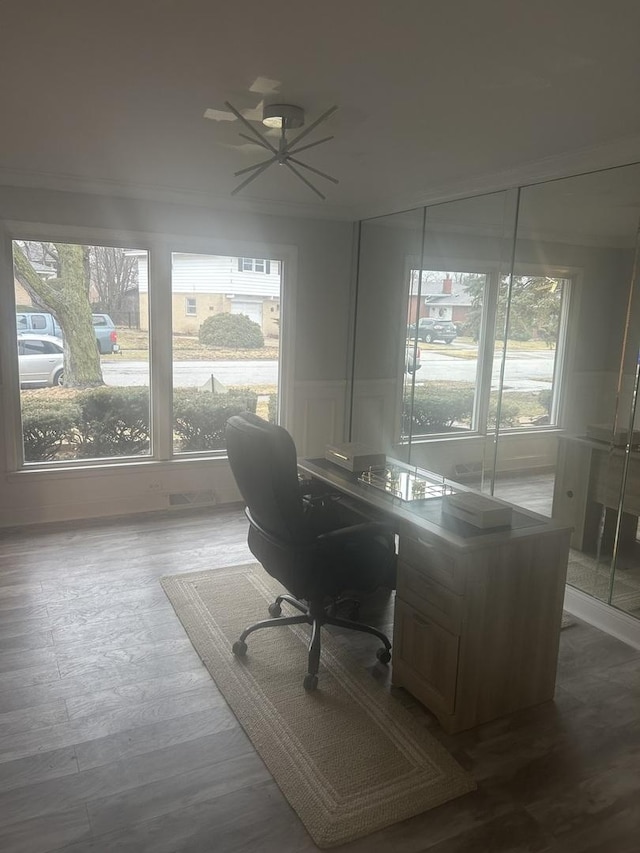 office area featuring hardwood / wood-style floors