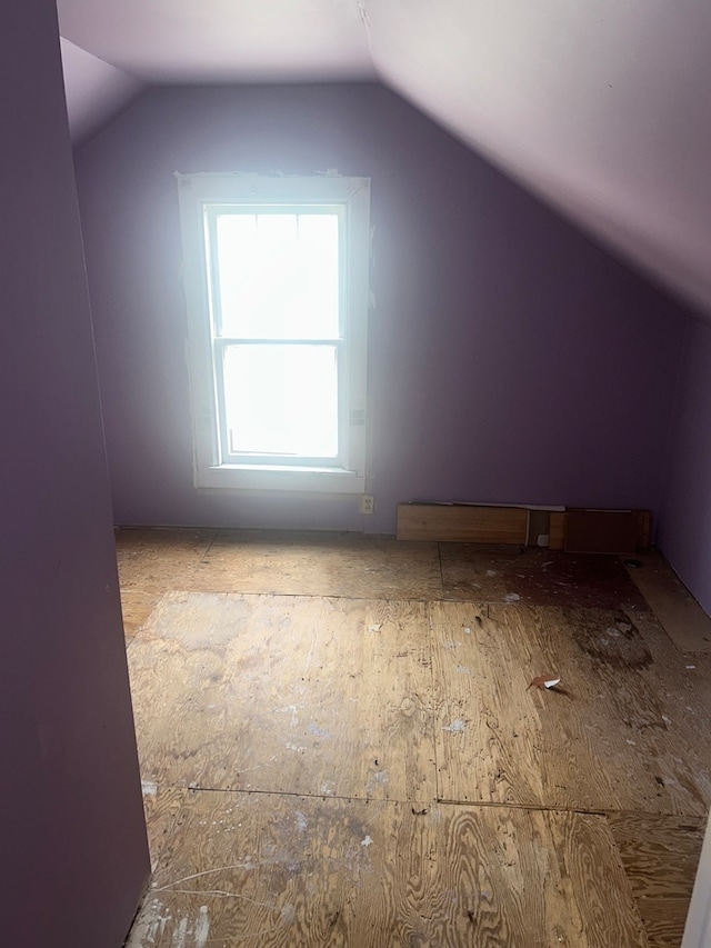 additional living space featuring vaulted ceiling