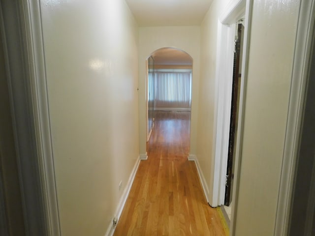 corridor featuring light wood-type flooring