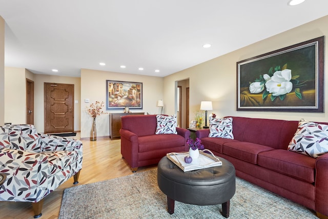 living room featuring light hardwood / wood-style flooring