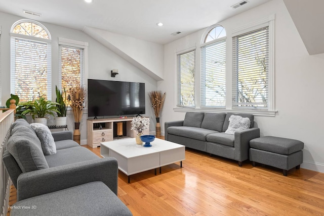 living room with light wood-type flooring