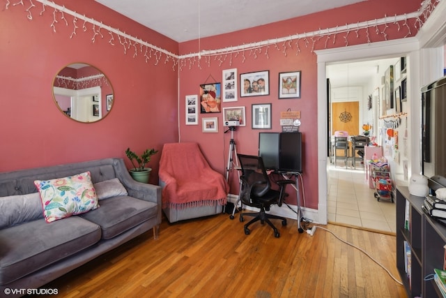 office area featuring hardwood / wood-style flooring