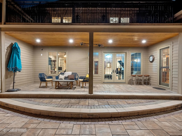 view of patio featuring french doors and outdoor lounge area