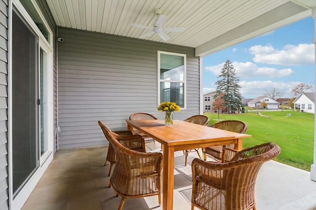 exterior space featuring a patio and ceiling fan