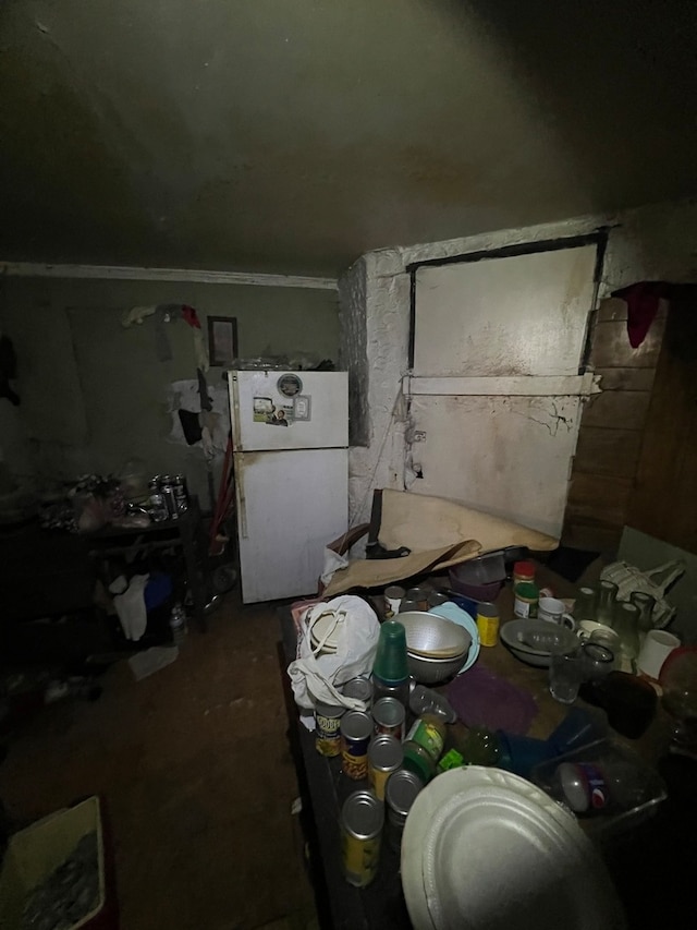 kitchen featuring white fridge