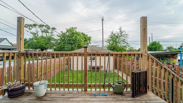 deck featuring a yard