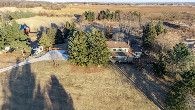 drone / aerial view with a rural view