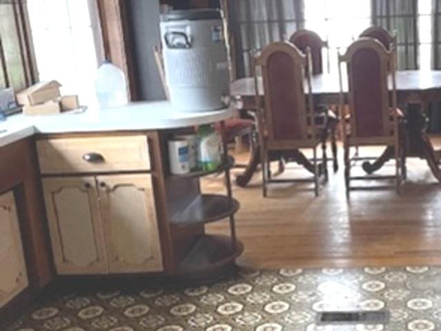 dining area with plenty of natural light and dark wood-style flooring
