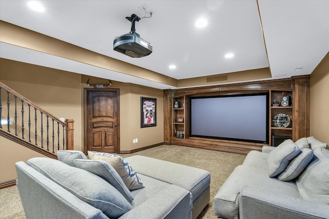 view of carpeted home theater