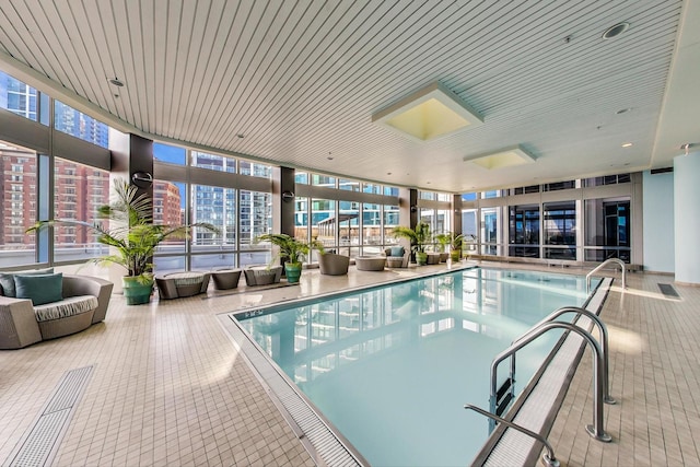 view of pool featuring a patio area