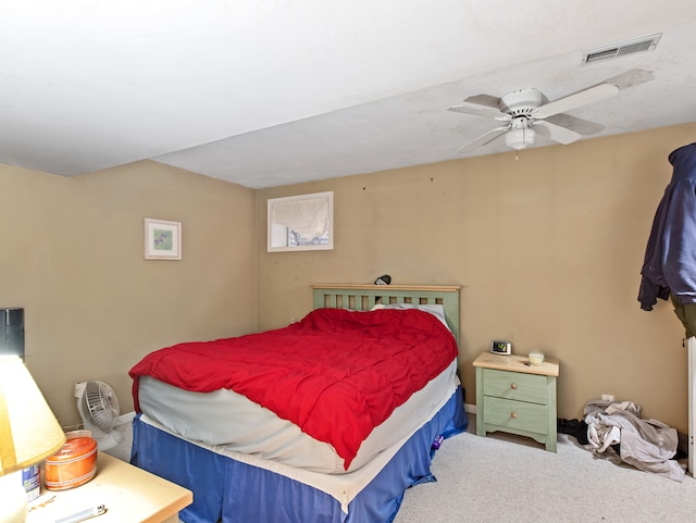 bedroom with carpet and ceiling fan