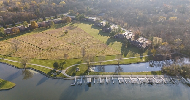 bird's eye view featuring a water view and a rural view