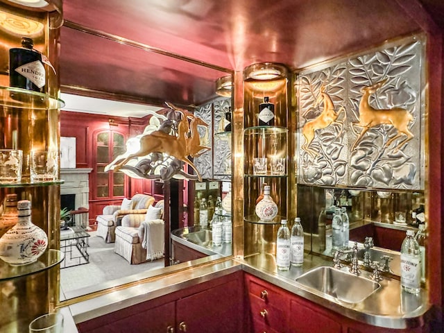 1320 N State Pkwy Unit 14-15Cd, Chicago, IL 60610 - indoor wet bar featuring a fireplace and carpet flooring