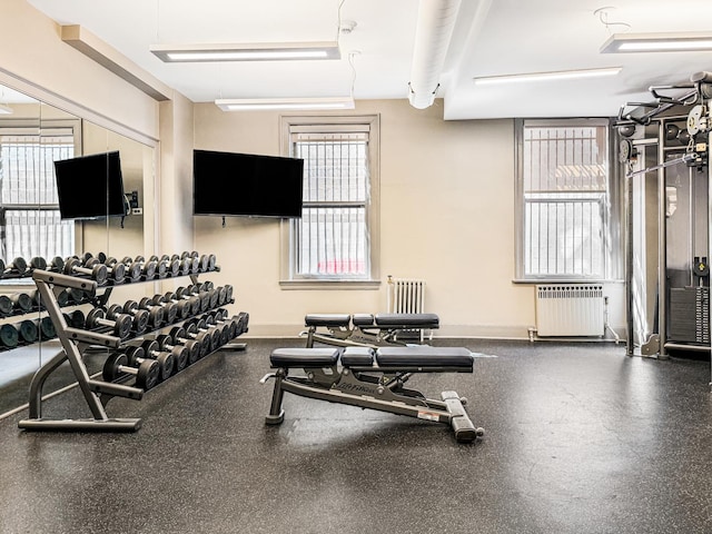 1320 N State Pkwy Unit 14-15Cd, Chicago, IL 60610 - workout area featuring radiator heating unit and plenty of natural light