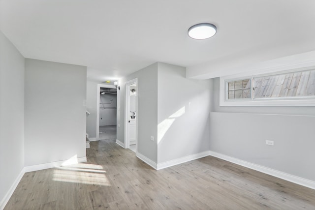 spare room featuring light hardwood / wood-style flooring