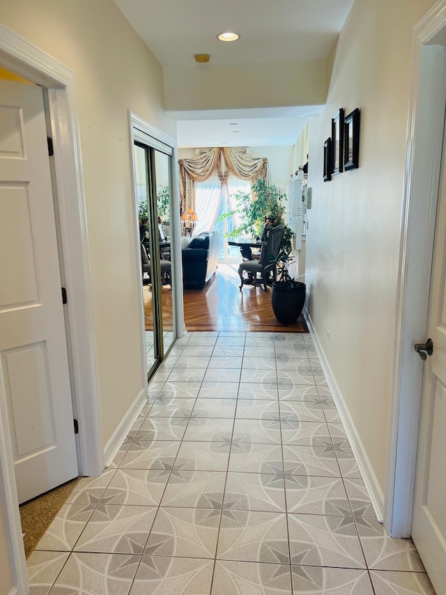 hall featuring light wood-type flooring