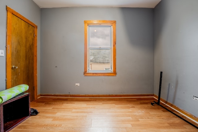 spare room featuring light hardwood / wood-style flooring