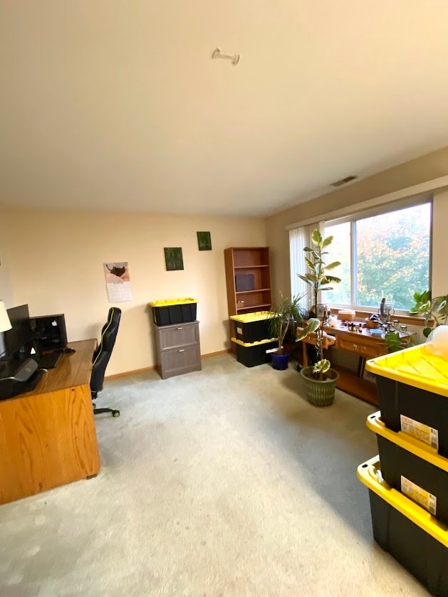 view of carpeted office space