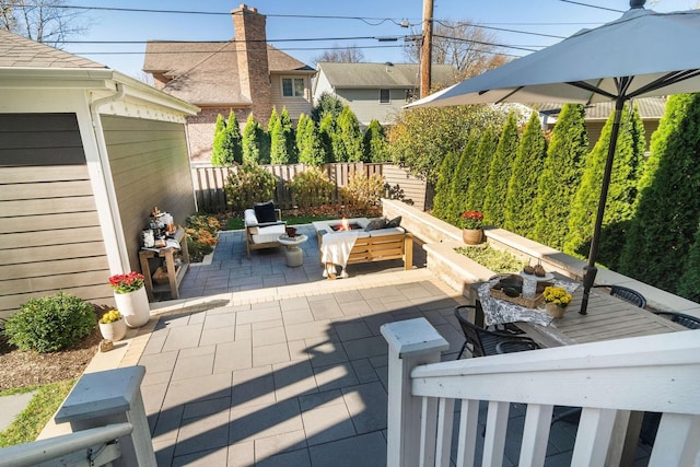 view of patio / terrace featuring an outdoor living space