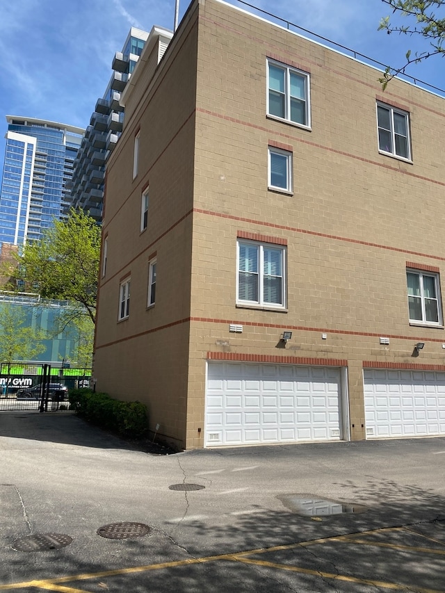 exterior space featuring a garage