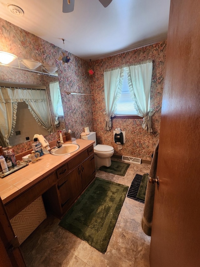 bathroom with toilet and vanity