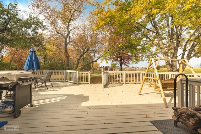 deck with a grill