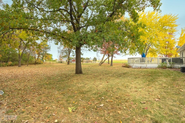 view of yard with a deck