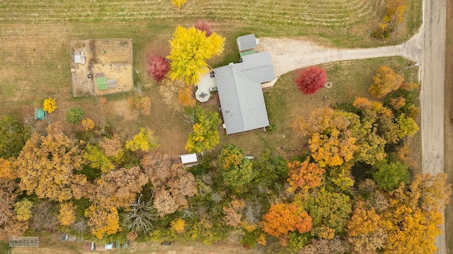 drone / aerial view with a rural view