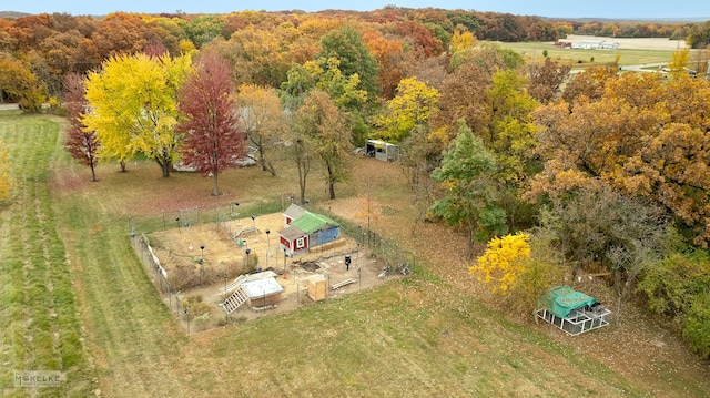 drone / aerial view with a rural view