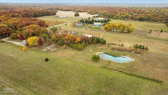 drone / aerial view with a rural view