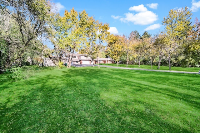 view of property's community featuring a lawn