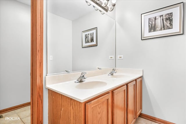 bathroom featuring vanity and tile patterned floors