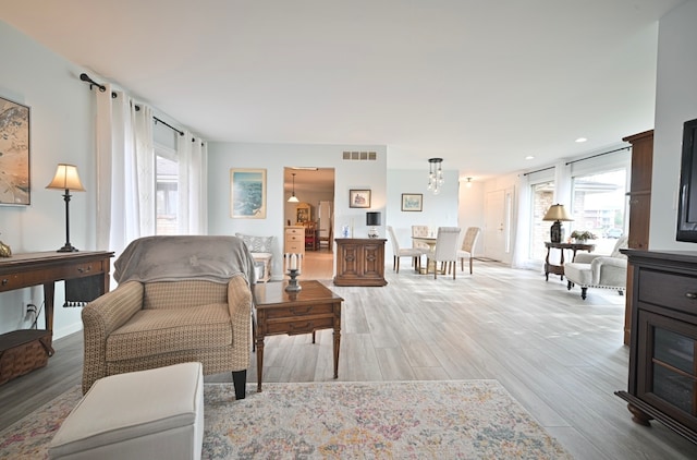 living room featuring light hardwood / wood-style floors