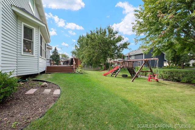 view of yard with a playground