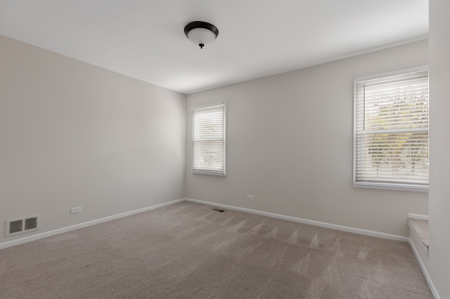 spare room featuring light colored carpet